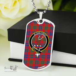 ScottishPlaid Fraser (Wilson 1820) Modern Clan Tartan Dog Tag Necklace - Crest Classic Scottish Plaid Tartan Plaid
