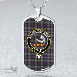 ScottishPlaid Dyce Weathered Clan Tartan Dog Tag Necklace - Crest Classic Scottish Plaid Tartan Plaid