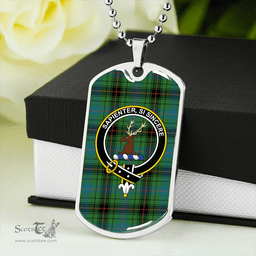ScottishPlaid Davidson (Vestiarium Scoticum) Ancient Clan Tartan Dog Tag Necklace - Crest Classic Scottish Plaid Tartan Plaid