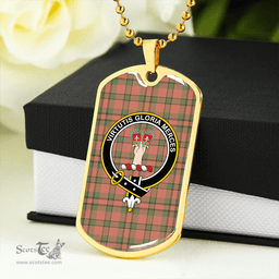 ScottishPlaid Donachie of Brockloch Hunting Weathered Clan Tartan Dog Tag Necklace - Crest Classic Scottish Plaid Tartan Plaid