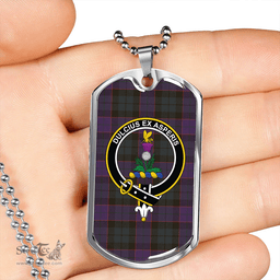 ScottishPlaid Ferguson of Balquhidder Weathered Clan Tartan Dog Tag Necklace - Crest Classic Scottish Plaid Tartan Plaid