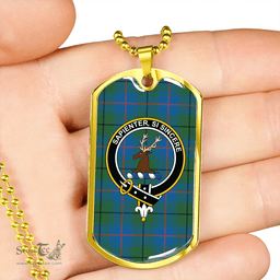 ScottishPlaid Davidson Half Ancient Clan Tartan Dog Tag Necklace - Crest Classic Scottish Plaid Tartan Plaid