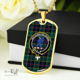 ScottishPlaid Forsyth Modern Clan Tartan Dog Tag Necklace - Crest Classic Scottish Plaid Tartan Plaid
