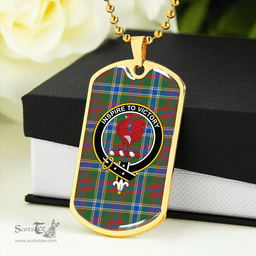 ScottishPlaid Currie of Arran Modern Clan Tartan Dog Tag Necklace - Crest Classic Scottish Plaid Tartan Plaid
