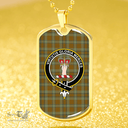 ScottishPlaid Donachie of Brockloch Hunting Ancient Clan Tartan Dog Tag Necklace - Crest Classic Scottish Plaid Tartan Plaid