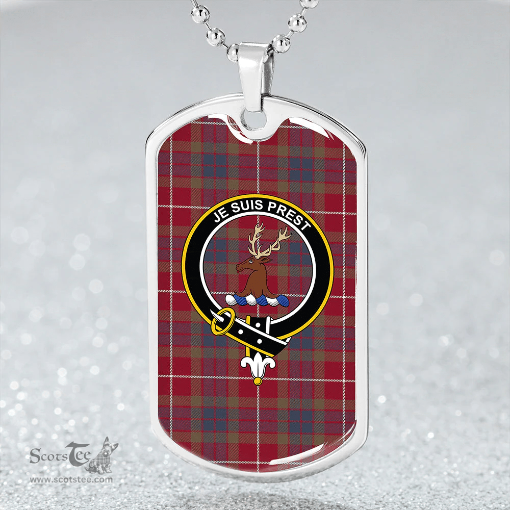 ScottishPlaid Fraser Red Modern Clan Tartan Dog Tag Necklace - Crest Classic Scottish Plaid Tartan Plaid