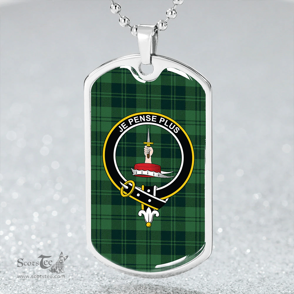 ScottishPlaid Erskine Hunting Weathered Clan Tartan Dog Tag Necklace - Crest Classic Scottish Plaid Tartan Plaid