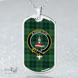ScottishPlaid Erskine Hunting Weathered Clan Tartan Dog Tag Necklace - Crest Classic Scottish Plaid Tartan Plaid