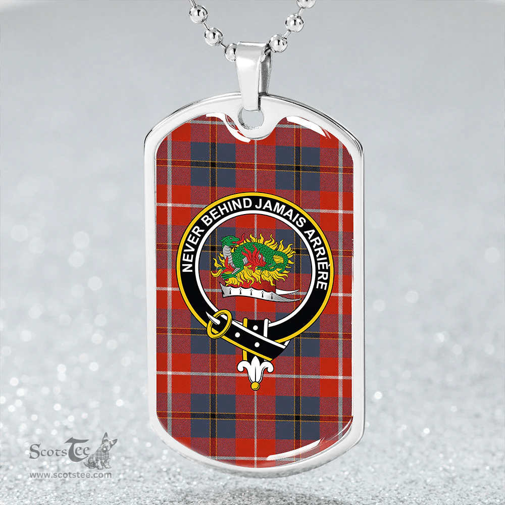 ScottishPlaid Douglas Red Ancient Clan Tartan Dog Tag Necklace - Crest Classic Scottish Plaid Tartan Plaid