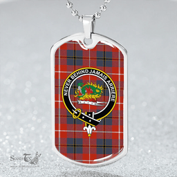ScottishPlaid Douglas Red Ancient Clan Tartan Dog Tag Necklace - Crest Classic Scottish Plaid Tartan Plaid