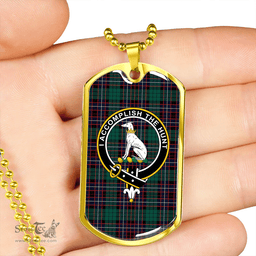ScottishPlaid Hunter of Peebleshire (Michael of Peebleshire) Modern Clan Tartan Dog Tag Necklace - Crest Classic Scottish Plaid Tartan Plaid