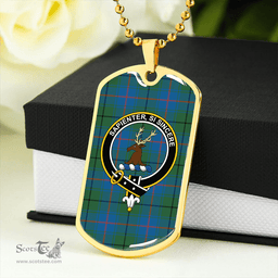 ScottishPlaid Davidson Half Ancient Clan Tartan Dog Tag Necklace - Crest Classic Scottish Plaid Tartan Plaid