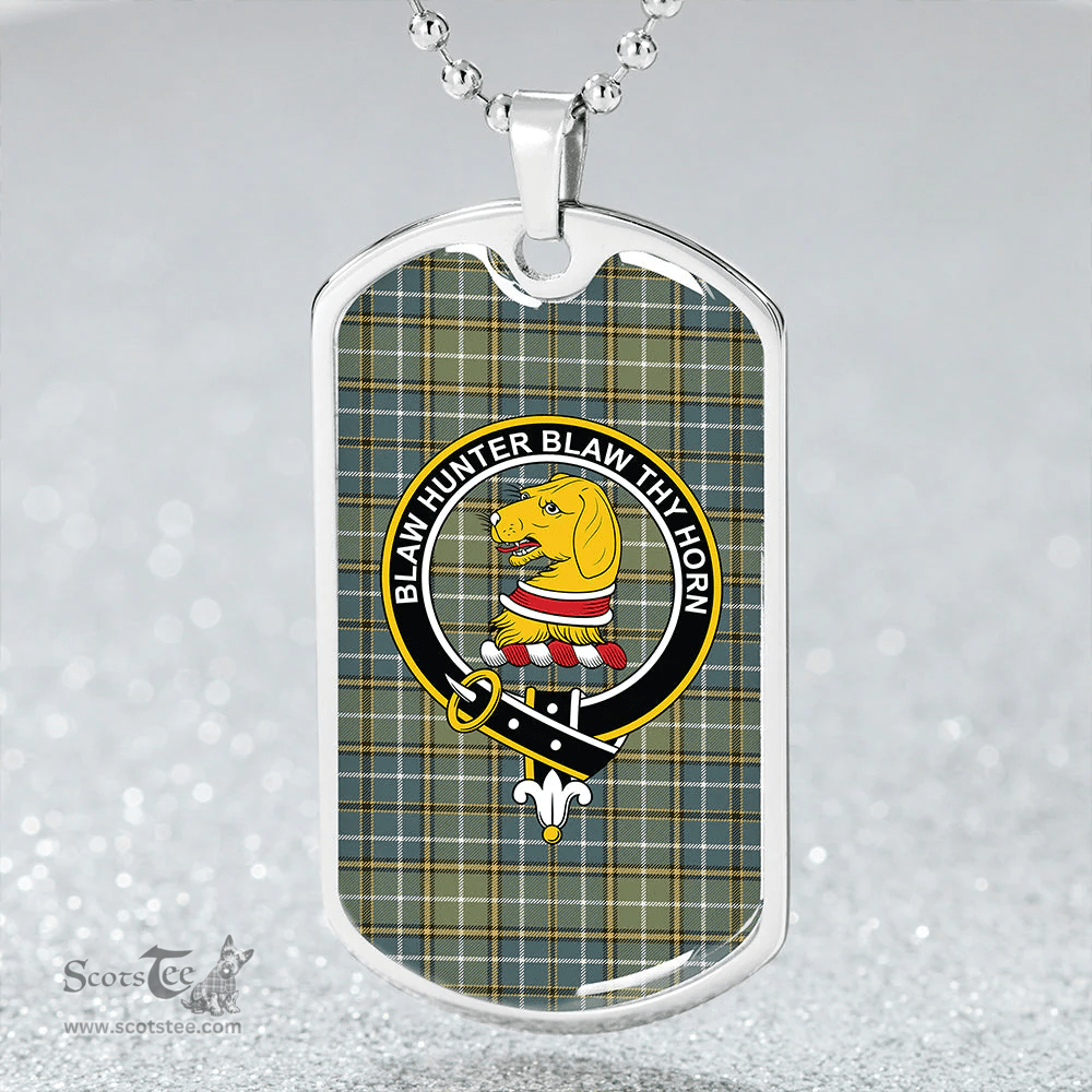 ScottishPlaid Forrester Hunting Weathered Clan Tartan Dog Tag Necklace - Crest Classic Scottish Plaid Tartan Plaid