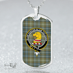ScottishPlaid Forrester Hunting Weathered Clan Tartan Dog Tag Necklace - Crest Classic Scottish Plaid Tartan Plaid