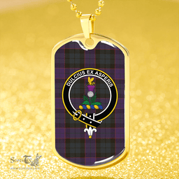 ScottishPlaid Ferguson of Balquhidder Weathered Clan Tartan Dog Tag Necklace - Crest Classic Scottish Plaid Tartan Plaid