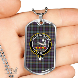 ScottishPlaid Dyce Weathered Clan Tartan Dog Tag Necklace - Crest Classic Scottish Plaid Tartan Plaid
