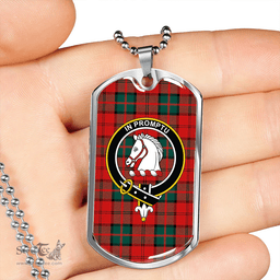 ScottishPlaid Dunbar Modern Clan Tartan Dog Tag Necklace - Crest Classic Scottish Plaid Tartan Plaid