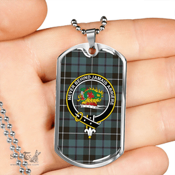 ScottishPlaid Douglas Weathered Clan Tartan Dog Tag Necklace - Crest Classic Scottish Plaid Tartan Plaid