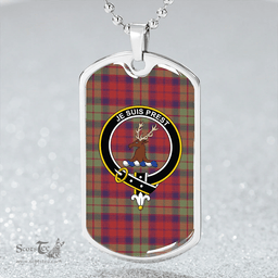 ScottishPlaid Fraser of Altyre Reconst Weathered Clan Tartan Dog Tag Necklace - Crest Classic Scottish Plaid Tartan Plaid