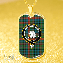 ScottishPlaid Cunningham Hunting (MacNicol Hunting #2) Ancient Clan Tartan Dog Tag Necklace - Crest Classic Scottish Plaid Tartan Plaid