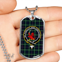 ScottishPlaid Farquharson Modern Clan Tartan Dog Tag Necklace - Crest Classic Scottish Plaid Tartan Plaid