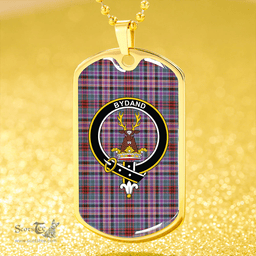 ScottishPlaid Huntly Old (Gordon Red (Telfer Dunbar)) Weathered Clan Tartan Dog Tag Necklace - Crest Classic Scottish Plaid Tartan Plaid