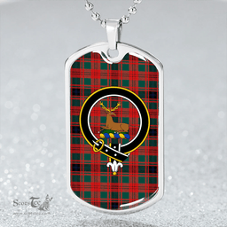 ScottishPlaid Fulton 1999 Modern Clan Tartan Dog Tag Necklace - Crest Classic Scottish Plaid Tartan Plaid