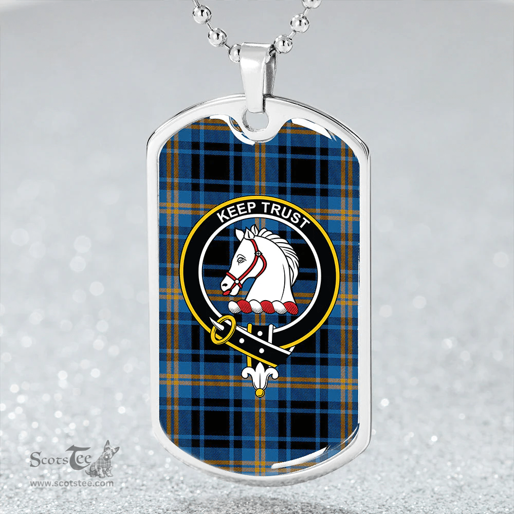 ScottishPlaid Hepburn #2 Ancient Clan Tartan Dog Tag Necklace - Crest Classic Scottish Plaid Tartan Plaid