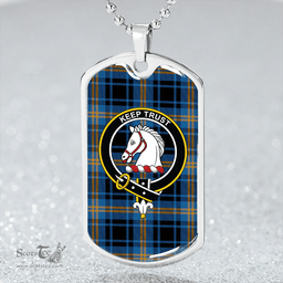 ScottishPlaid Hepburn #2 Ancient Clan Tartan Dog Tag Necklace - Crest Classic Scottish Plaid Tartan Plaid