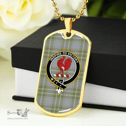 ScottishPlaid Currie Weathered Clan Tartan Dog Tag Necklace - Crest Classic Scottish Plaid Tartan Plaid