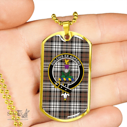 ScottishPlaid Ferguson Dress #2 Weathered Clan Tartan Dog Tag Necklace - Crest Classic Scottish Plaid Tartan Plaid