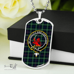 ScottishPlaid Farquharson Modern Clan Tartan Dog Tag Necklace - Crest Classic Scottish Plaid Tartan Plaid