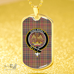 ScottishPlaid Drummond of Strathallan Clan Tartan Dog Tag Necklace - Crest Classic Scottish Plaid Tartan Plaid