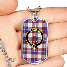 ScottishPlaid Fraser Arisaid Red Clan Tartan Dog Tag Necklace - Crest Classic Scottish Plaid Tartan Plaid