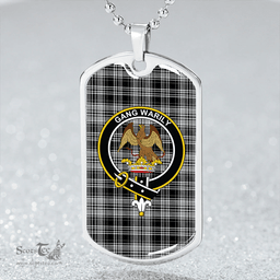 ScottishPlaid Drummond (Clans Originaux) Grey Ancient Clan Tartan Dog Tag Necklace - Crest Classic Scottish Plaid Tartan Plaid