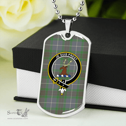 ScottishPlaid Fraser Green Ancient Clan Tartan Dog Tag Necklace - Crest Classic Scottish Plaid Tartan Plaid