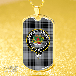 ScottishPlaid Douglas Grey Modern Clan Tartan Dog Tag Necklace - Crest Classic Scottish Plaid Tartan Plaid