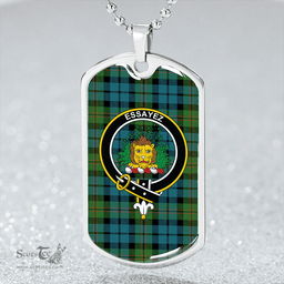 ScottishPlaid Dundas Ancient Clan Tartan Dog Tag Necklace - Crest Classic Scottish Plaid Tartan Plaid