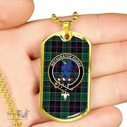 ScottishPlaid Forsyth Modern Clan Tartan Dog Tag Necklace - Crest Classic Scottish Plaid Tartan Plaid