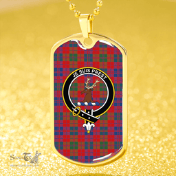 ScottishPlaid Fraser (Wilson 1820) Modern Clan Tartan Dog Tag Necklace - Crest Classic Scottish Plaid Tartan Plaid