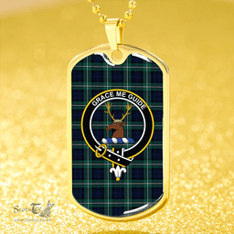 ScottishPlaid Forbes Modern Clan Tartan Dog Tag Necklace - Crest Classic Scottish Plaid Tartan Plaid