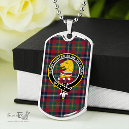 ScottishPlaid Forrester Modern Clan Tartan Dog Tag Necklace - Crest Classic Scottish Plaid Tartan Plaid