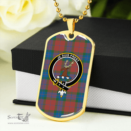 ScottishPlaid Fraser of Boblainy Hugh Ancient Clan Tartan Dog Tag Necklace - Crest Classic Scottish Plaid Tartan Plaid