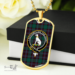 ScottishPlaid Hunter of Peebleshire (Michael of Peebleshire) Modern Clan Tartan Dog Tag Necklace - Crest Classic Scottish Plaid Tartan Plaid