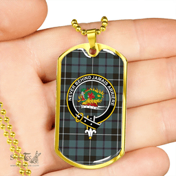 ScottishPlaid Douglas Weathered Clan Tartan Dog Tag Necklace - Crest Classic Scottish Plaid Tartan Plaid
