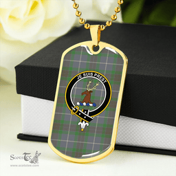 ScottishPlaid Fraser Green Ancient Clan Tartan Dog Tag Necklace - Crest Classic Scottish Plaid Tartan Plaid