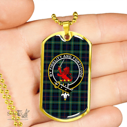 ScottishPlaid Farquharson Modern Clan Tartan Dog Tag Necklace - Crest Classic Scottish Plaid Tartan Plaid