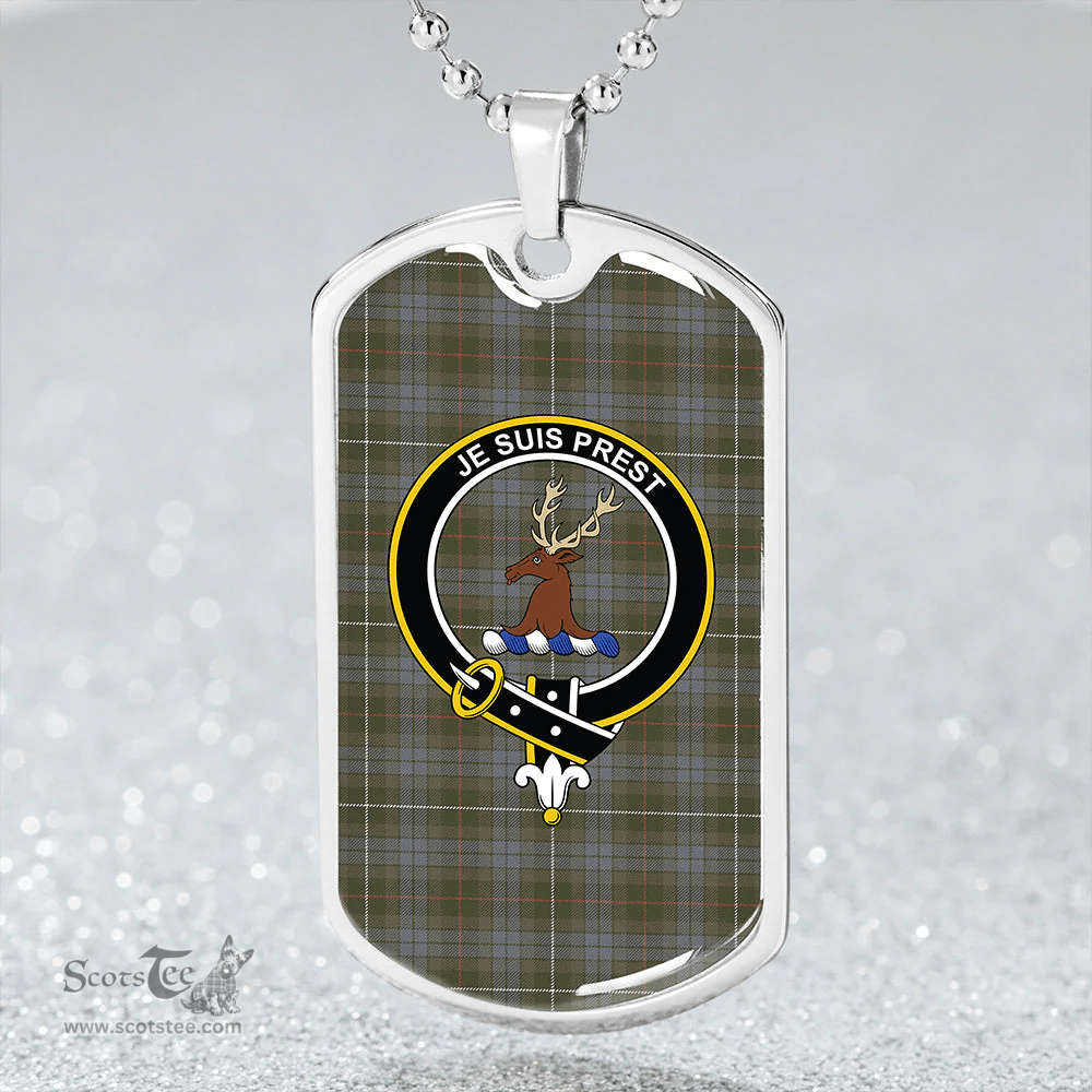 ScottishPlaid Fraser Hunting # 2 Ancient Clan Tartan Dog Tag Necklace - Crest Classic Scottish Plaid Tartan Plaid