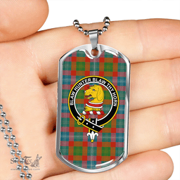 ScottishPlaid Forrester Ancient Clan Tartan Dog Tag Necklace - Crest Classic Scottish Plaid Tartan Plaid