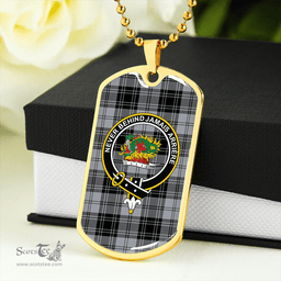 ScottishPlaid Douglas Grey Modern Clan Tartan Dog Tag Necklace - Crest Classic Scottish Plaid Tartan Plaid